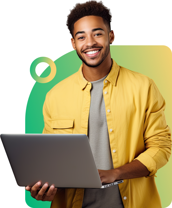 A digital product studio professional working on a laptop